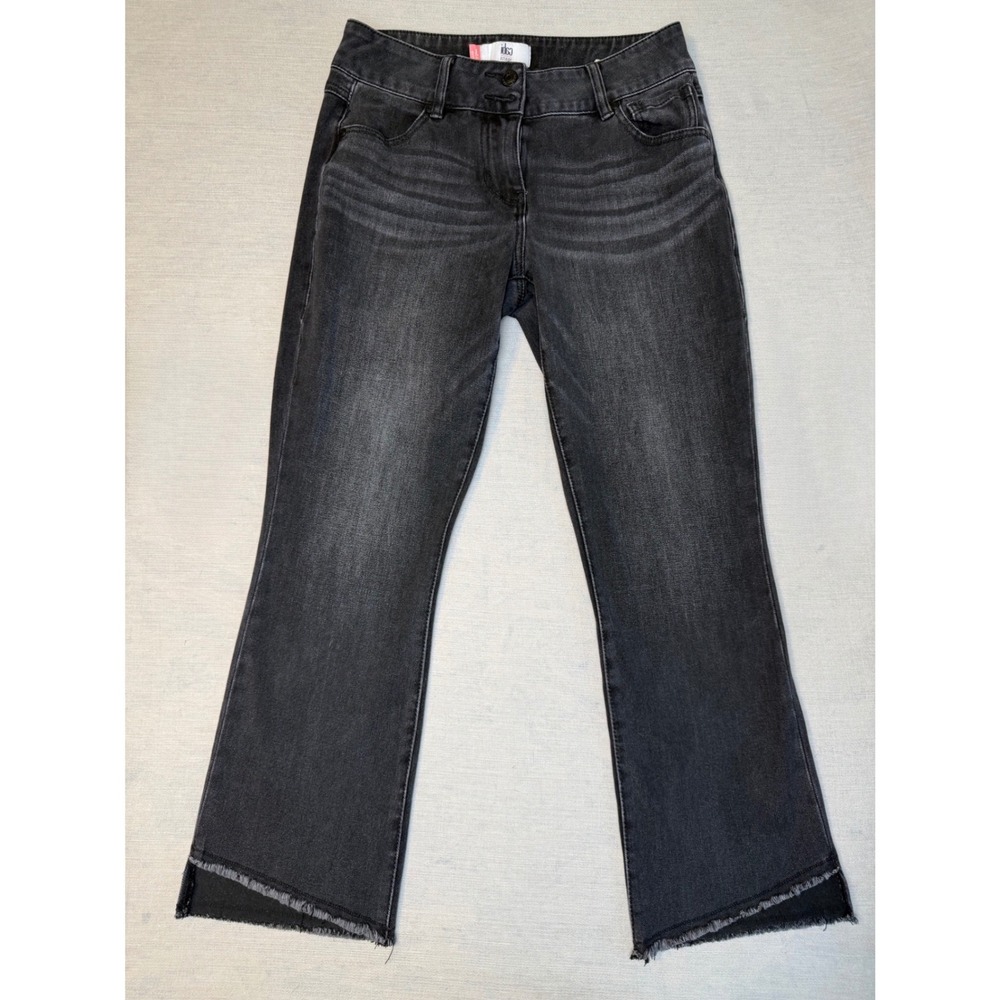 CAbi Hi-low Crop Jeans Washed Black Size 4 Raw Frayed Hem Style 4519